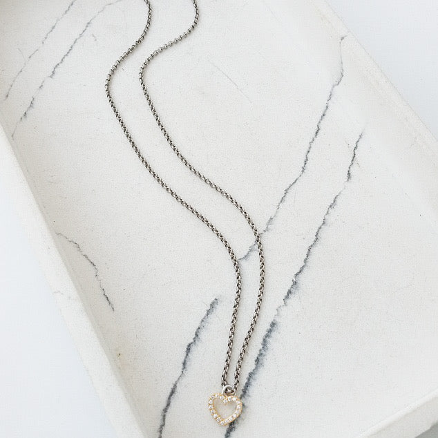 Small Chain w/ Petite CZ Heart 16”