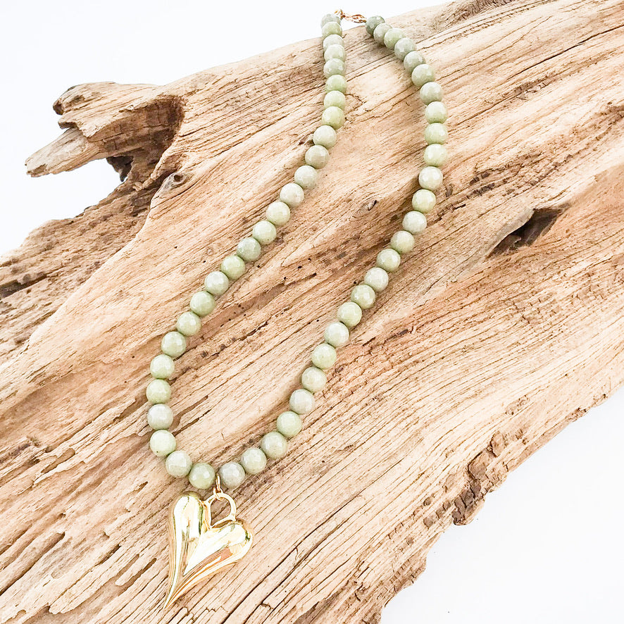 Puffy Heart on 8MM Necklace