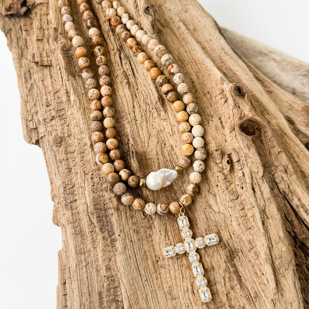 Large CZ Cross 8mm Beads