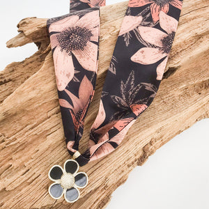 Ornate Flower on Scarf Necklace