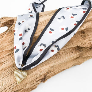 Ribbon CZ Heart On Scarf Necklace