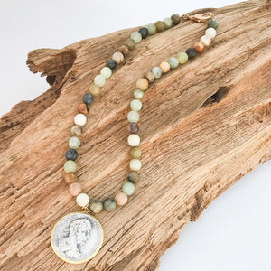 Vintage Coin on 10mm Gemstone