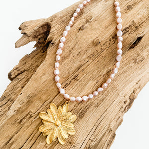 Flower on Freshwater Pearls