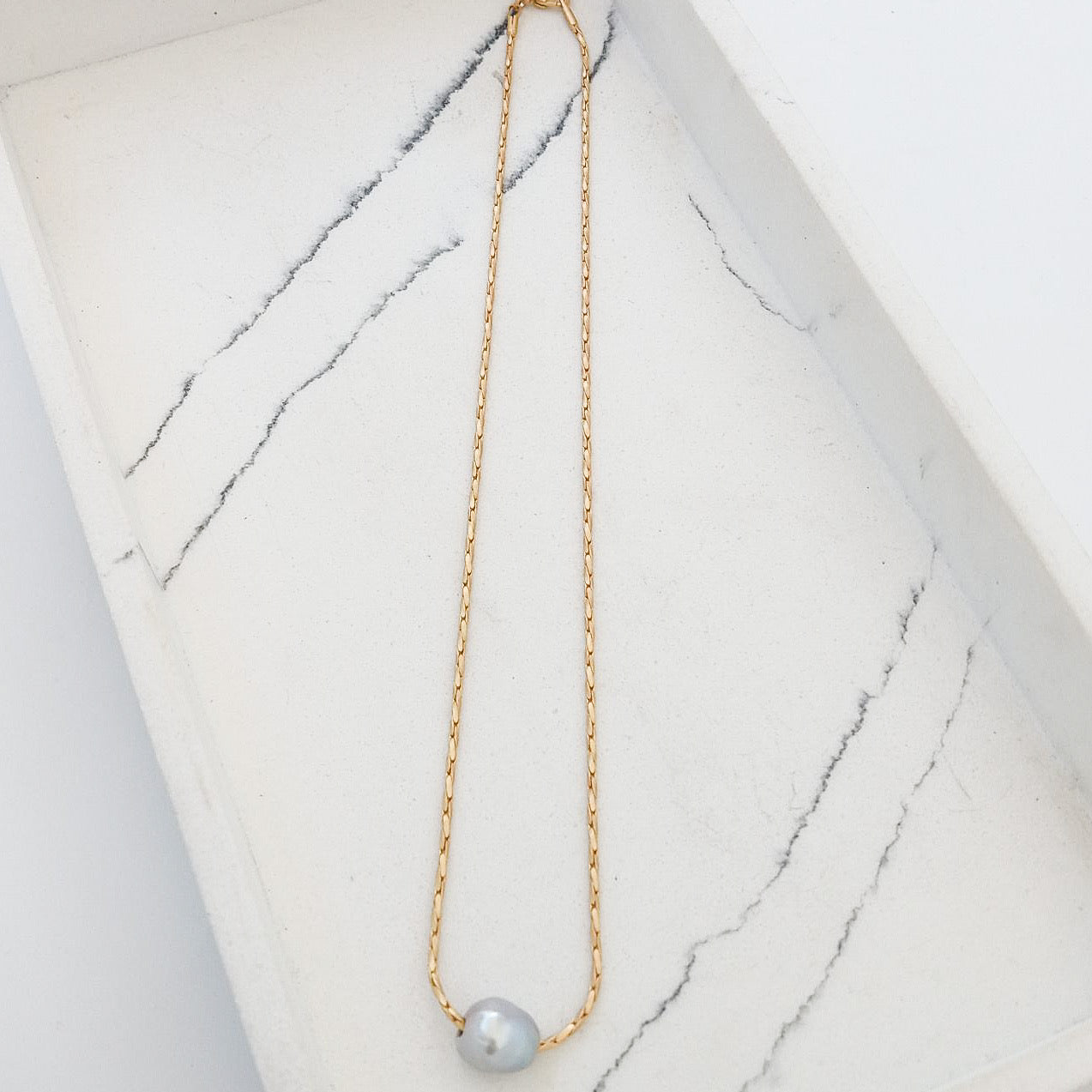 Petite Rope Chain 16” w/ Mini Pearl
