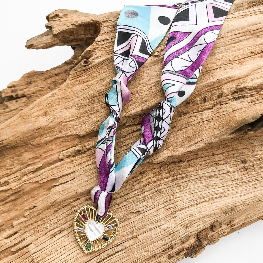 Spokes Heart on Scarf Necklace
