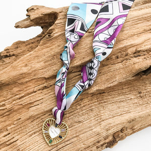 Spokes Heart on Scarf Necklace