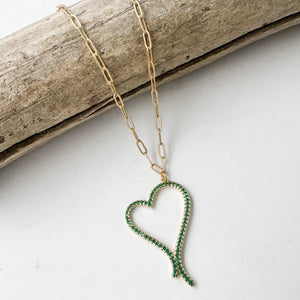 Cz Script Drop Heart on Large Paperclip