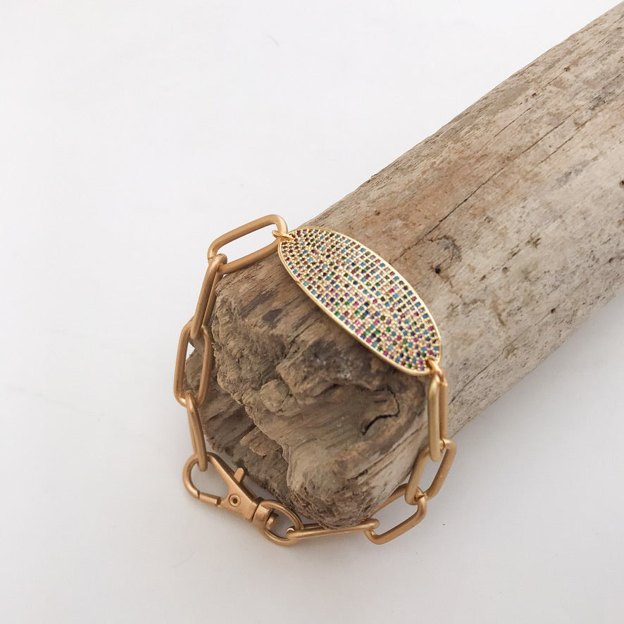 Oval Pave Tag on XL Paperclip