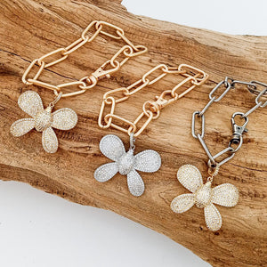 Butterfly on XL Paperclip Bracelet