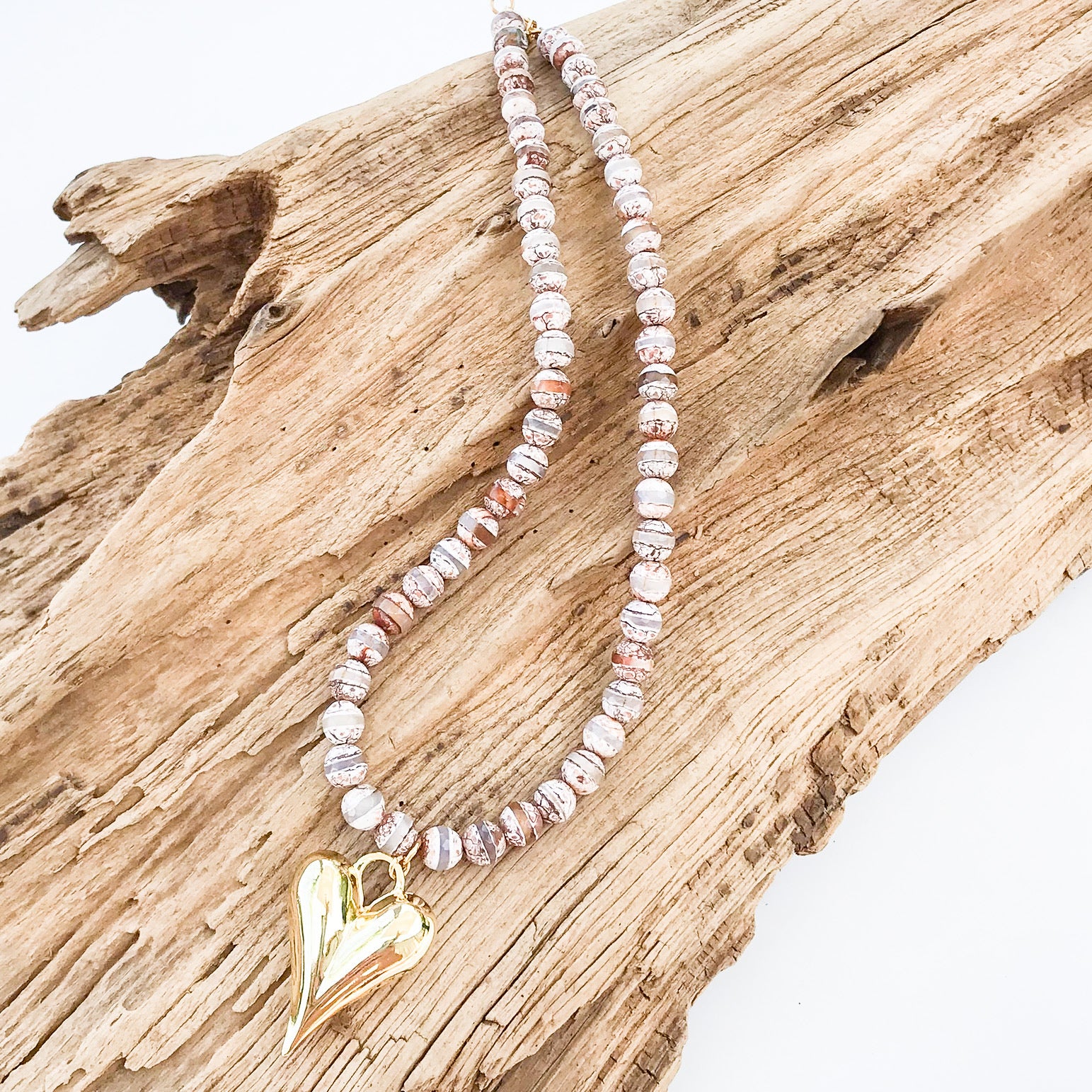 Puffy Heart on 8MM Necklace
