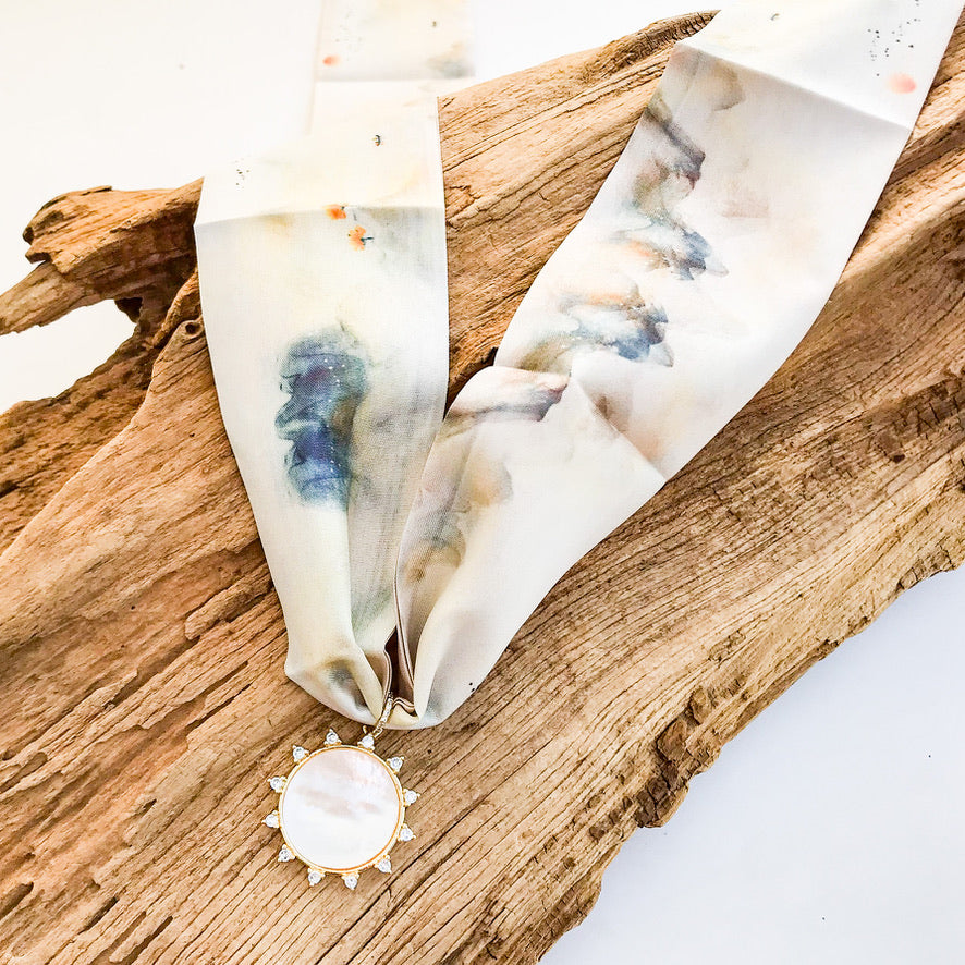 Gemstone Sun on Scarf Necklace