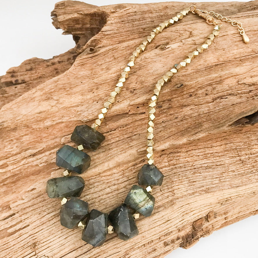 Chunk Statement Brass Necklace