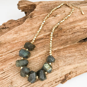 Chunk Statement Brass Necklace