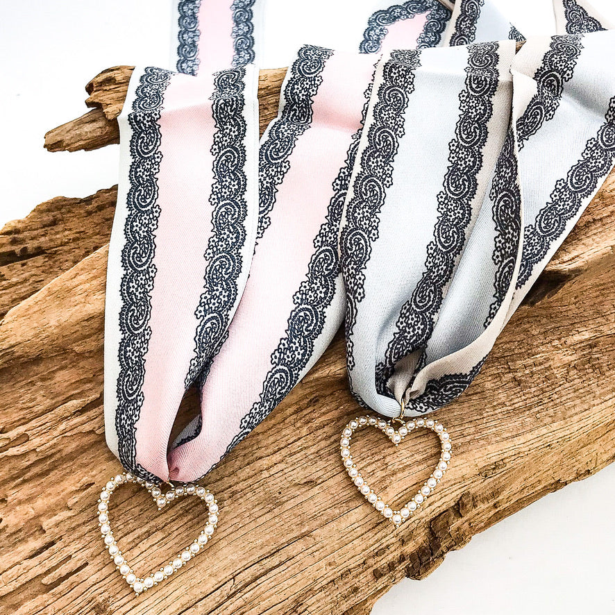 Pearl Open Heart on Scarf Necklace