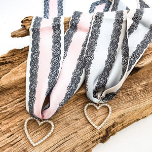 Pearl Open Heart on Scarf Necklace