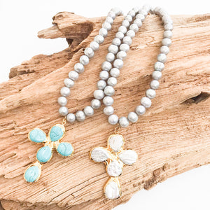 Jumbo Freshwater Pearl Cross on Potato Pearls