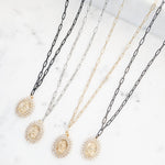 16” Paperclip Chain w/ Rhinestone Mary