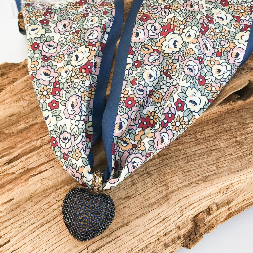 Filigree Heart on Scarf Necklace