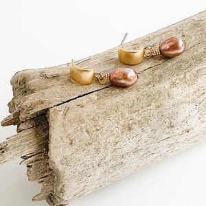 Pearl Semi Hoop Earrings