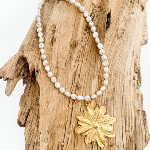 Flower on Freshwater Pearls