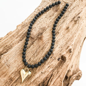 Puffy Heart on 8MM Necklace
