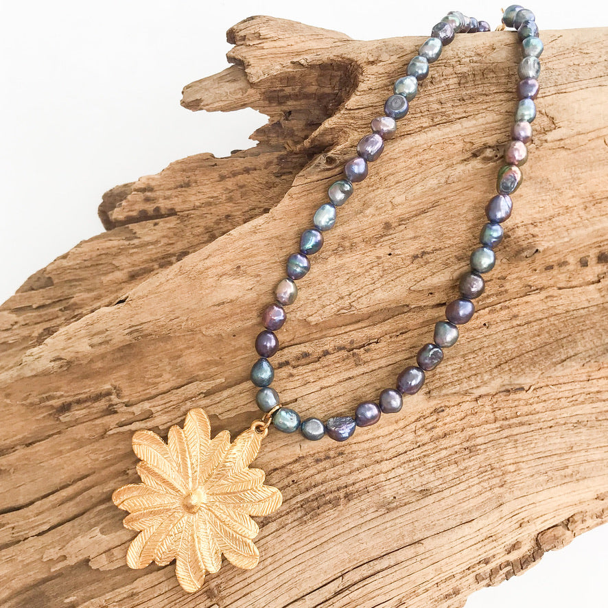 Flower on Freshwater Pearls