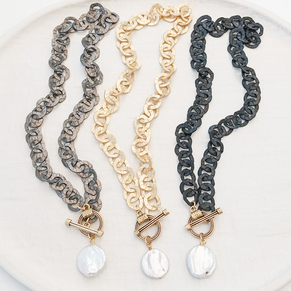 Coin Pearl Washer Necklace