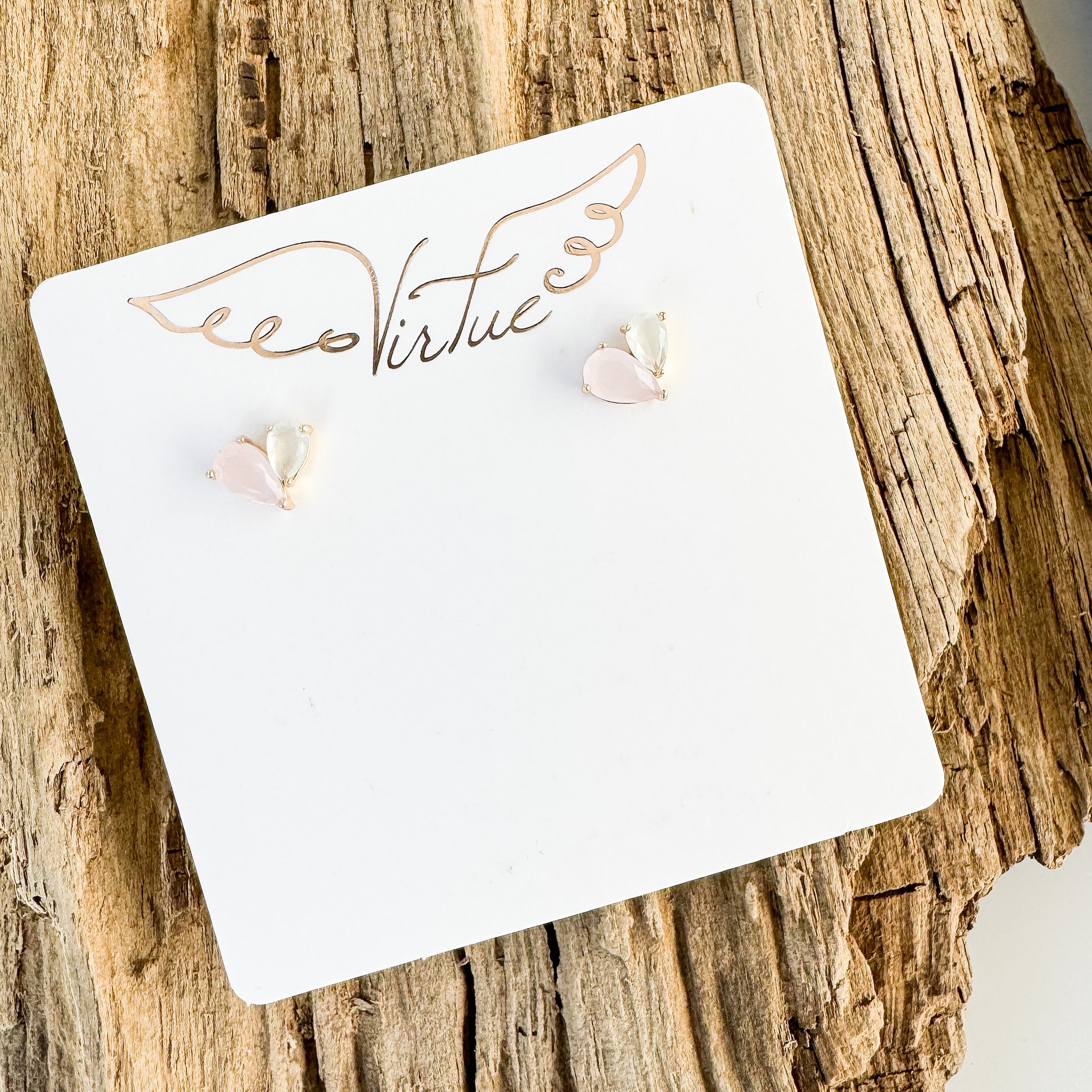 Colored 2-Crystal Heart Stud