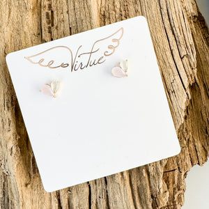 Colored 2-Crystal Heart Stud