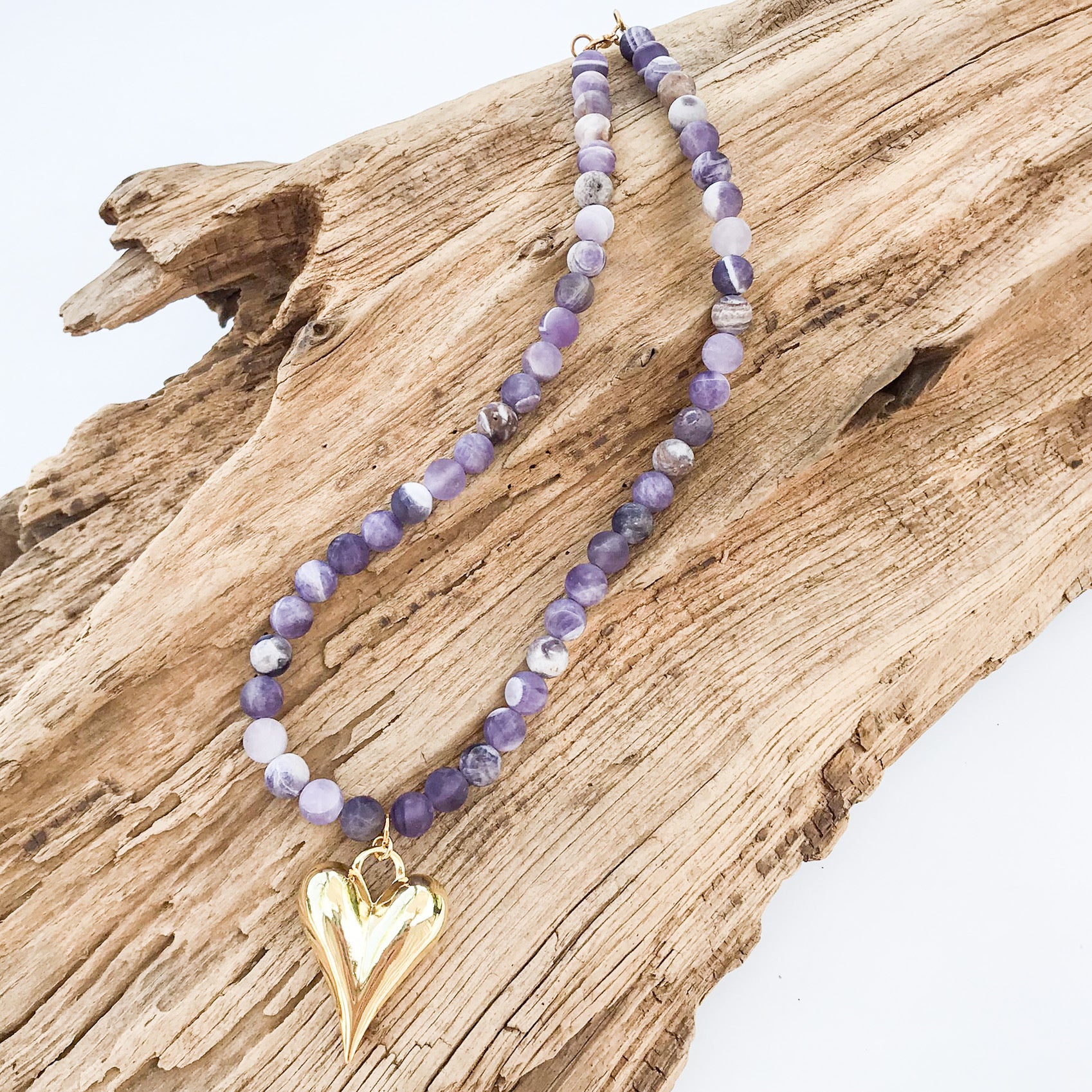 Puffy Heart on 8MM Necklace