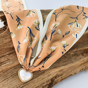 Puff Pearl Heart on Scarf Necklace