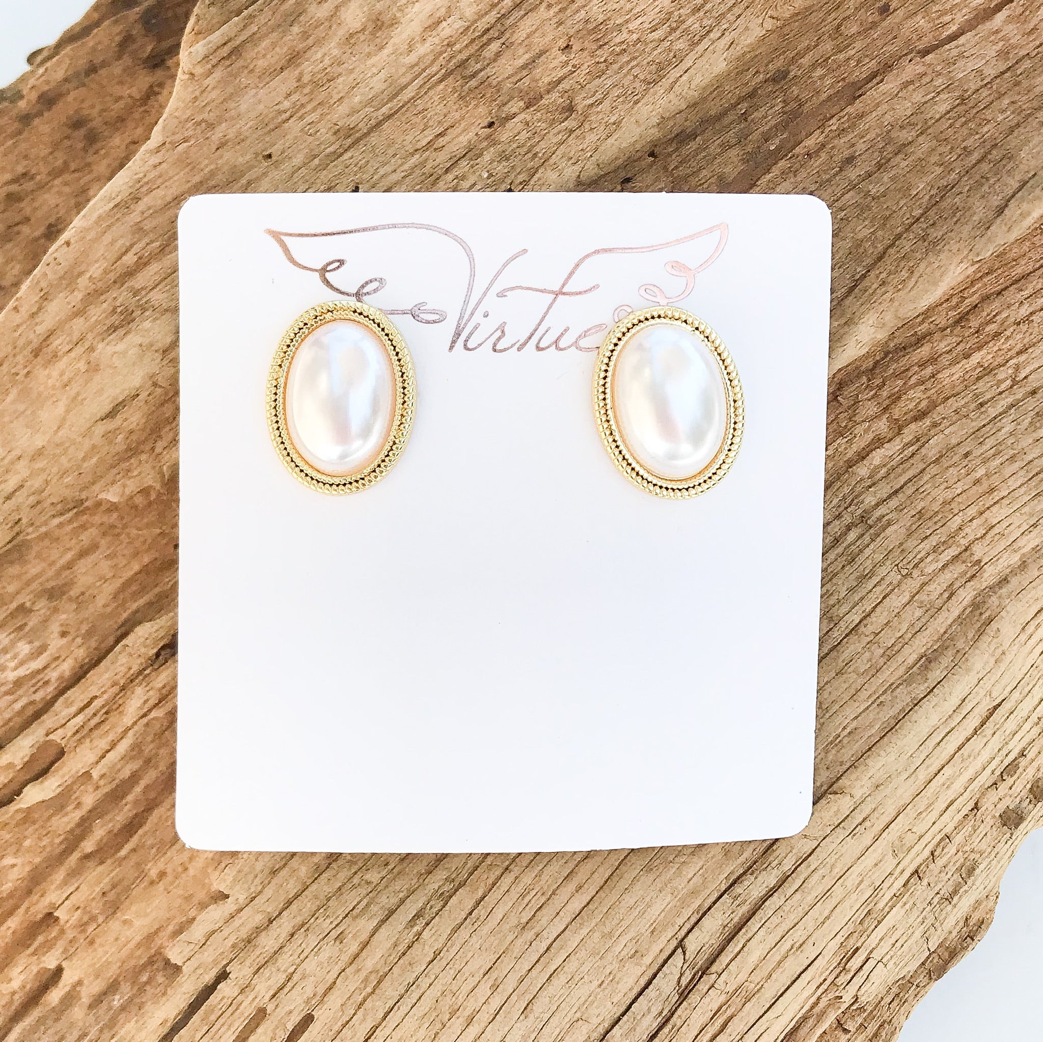 Oval Puff Pearl Earrings – Virtue Jewelry Design