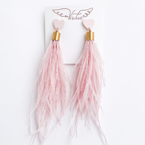 Pink Heart Post w/ Feathers