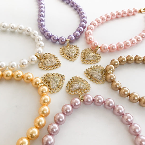 CZ Heart on Jumbo Pearl Necklace – Virtue Jewelry Design