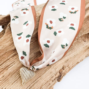 Ribbon CZ Heart On Scarf Necklace