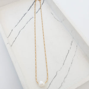 Petite Rope Chain 16” w/ Mini Pearl