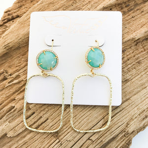 Gemstone Earrings w/ Branch Rectangle