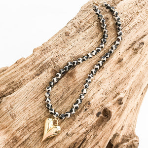 Puffy Heart on 8MM Necklace