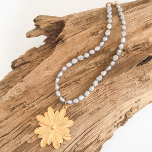 Flower on Freshwater Pearls