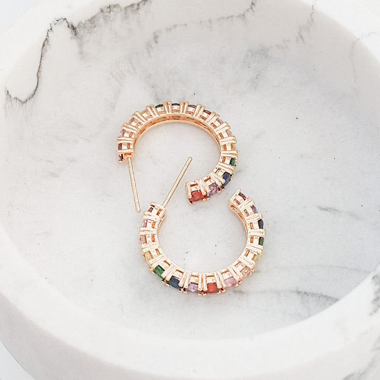Colored Pave Hoops