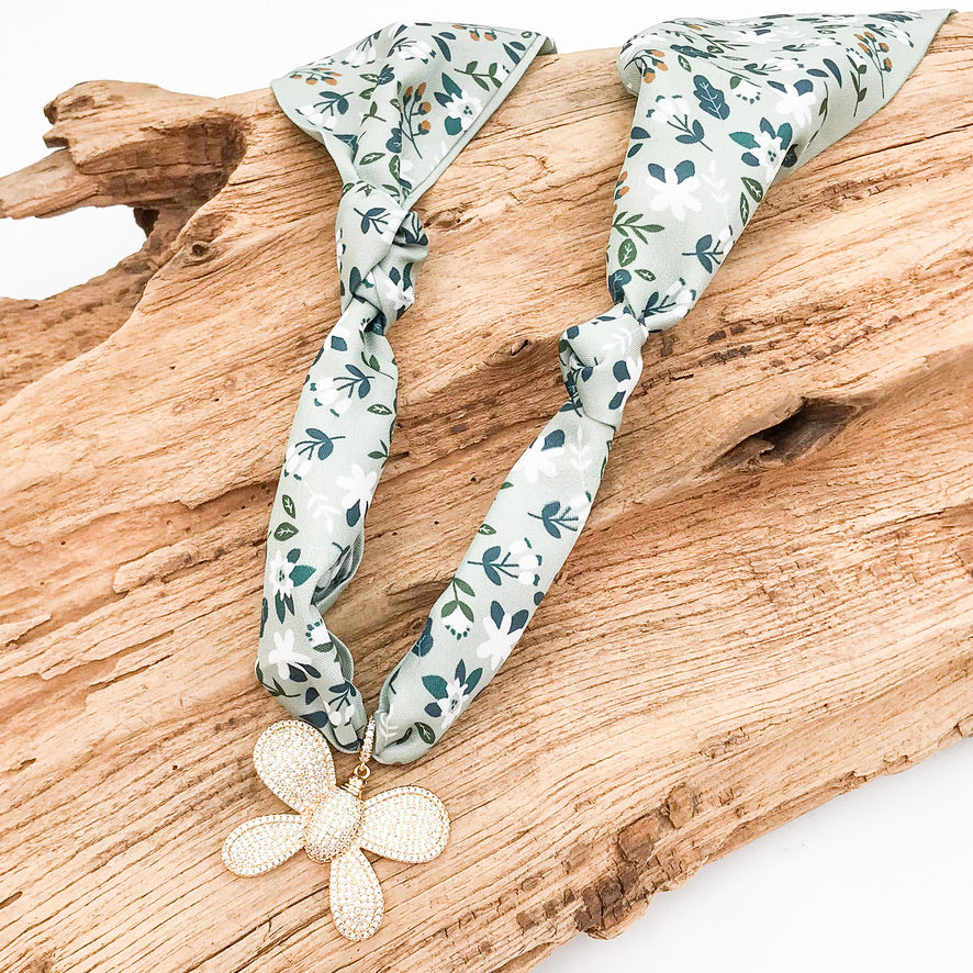 Butterfly on Scarf Necklace