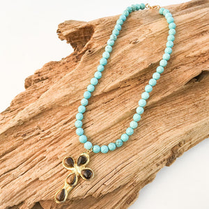 Gemstone Cross on 8mm Gemstone Necklace