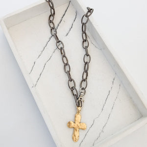 Etched Chain w/ Long-tail Cross 20”