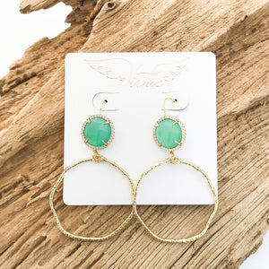 Gemstone Bezel Earrings w/ Branch Hoop