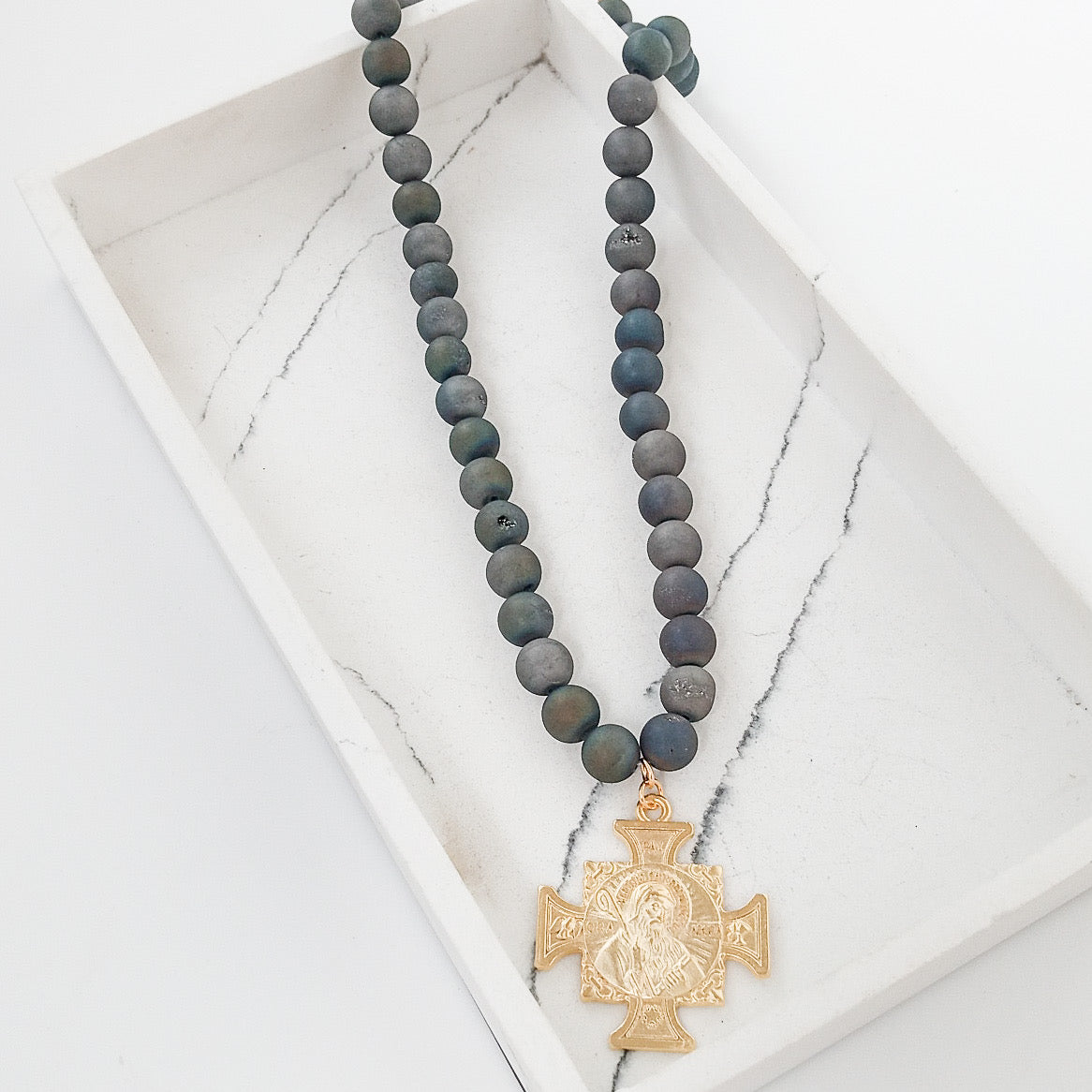 Gemstone Necklace w/ St Ben