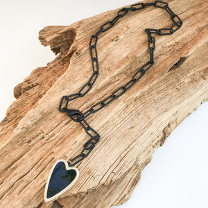 Long CZ Heart on Adjustable XL Paperclip
