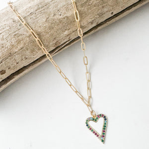 Rainbow Trim Enamel Heart