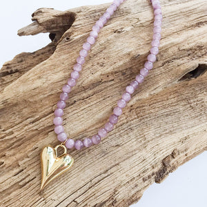 Puffy Heart on 8MM Necklace
