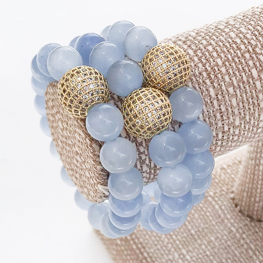 Gemstone Pave Ball Bracelets