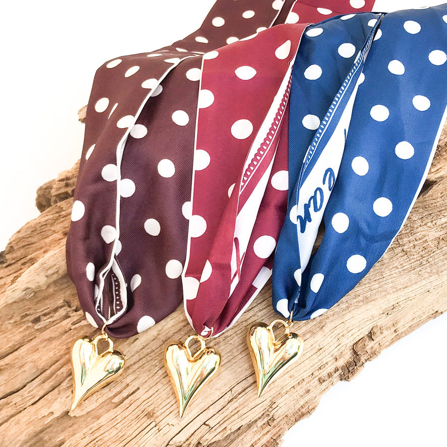 Puff Heart on Scarf Necklace